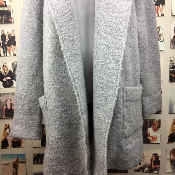 Brandy melville gray wool knit cardi kennedy coat - Picture 8 of 8
